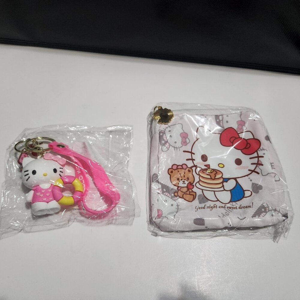 Hello kitty keychain and coin pouch bundle